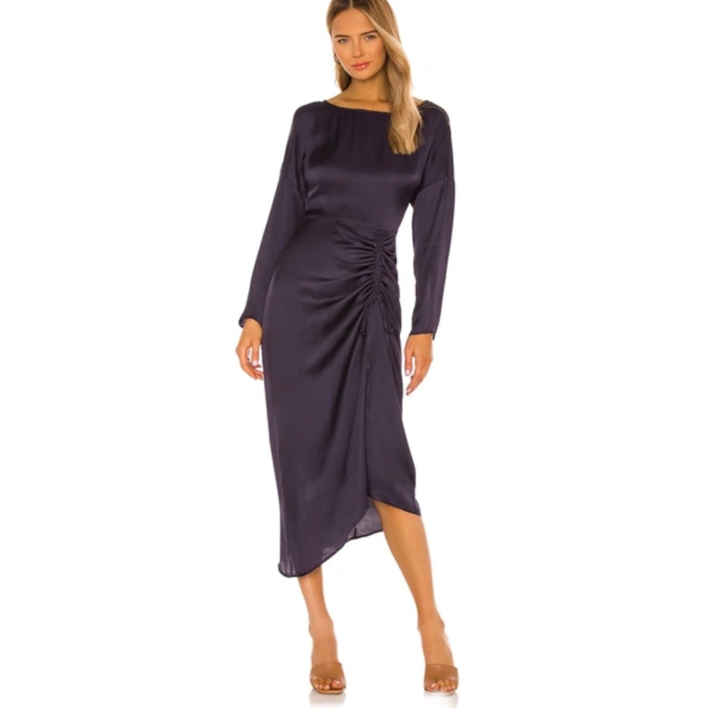L'Academie Long Sleeve Midi Dress in Navy Small